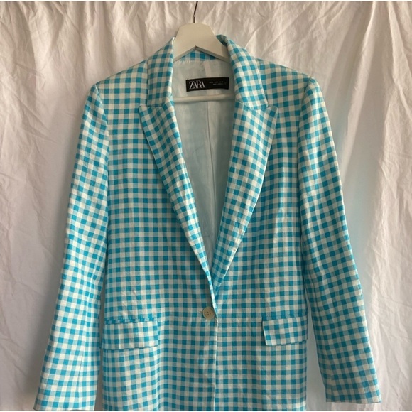 ZARA GINGHAM BLAZER bloggers favorite Size Small - Picture 5 of 15